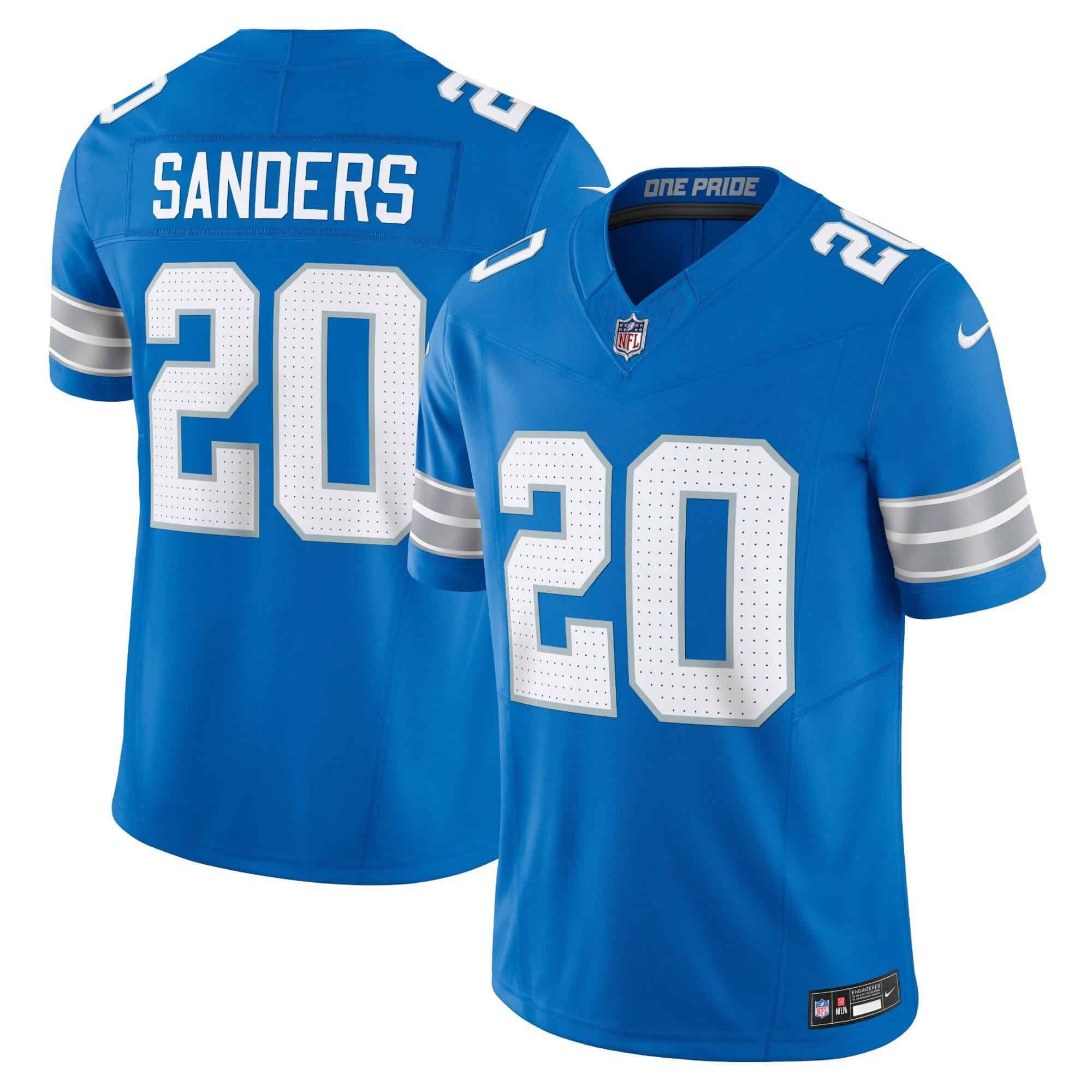 Men Detroit Lions #20 Sanders Blue 2024 Nike Vapor Limited NFL Jersey